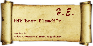Hübner Elemér névjegykártya