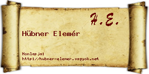 Hübner Elemér névjegykártya